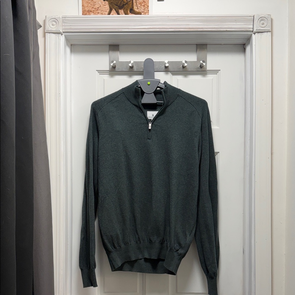 Men's Forest Green Zip-Up Sweater